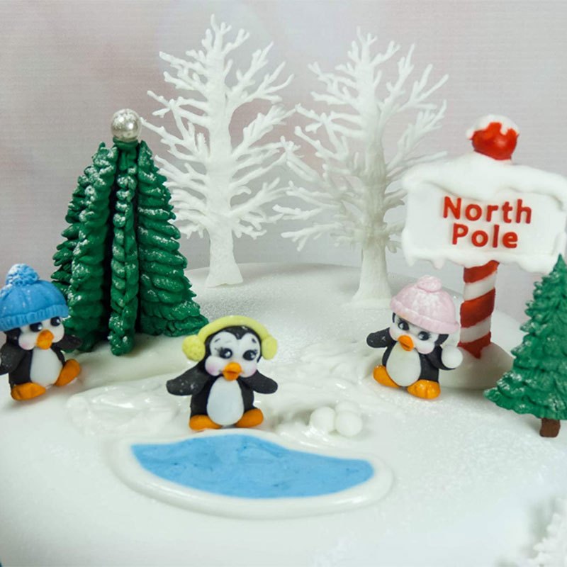 North Pole Holiday Cake Toppers, Fondant Christmas Decorations, Reindeer,  Penguin, Snowman, Christmas Tree, North Pole, Fondant Handmade