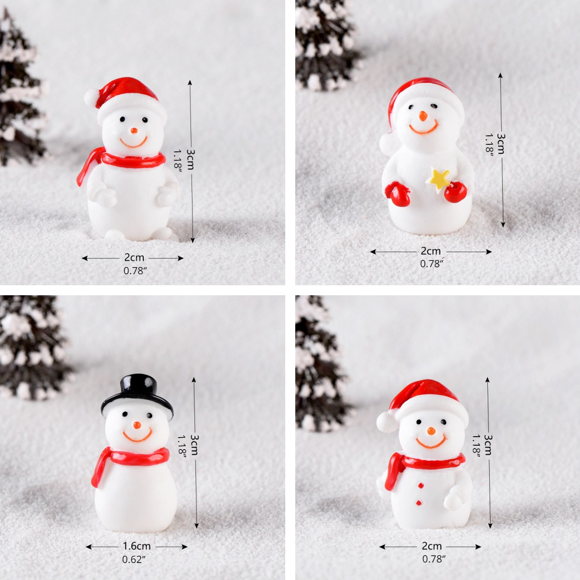 Mini Christmas Ornaments Set Resin Santa Claus And Snowman - Temu