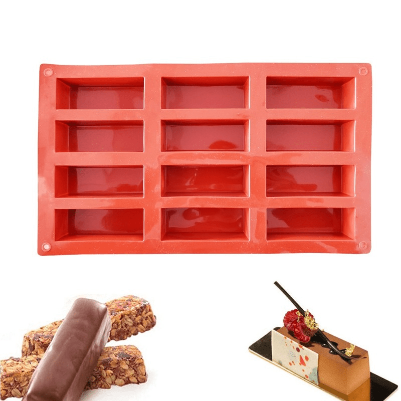 2 Pcs Large Rectangle Silicone Mold, Cereal Bar Molds, 8 Cavities