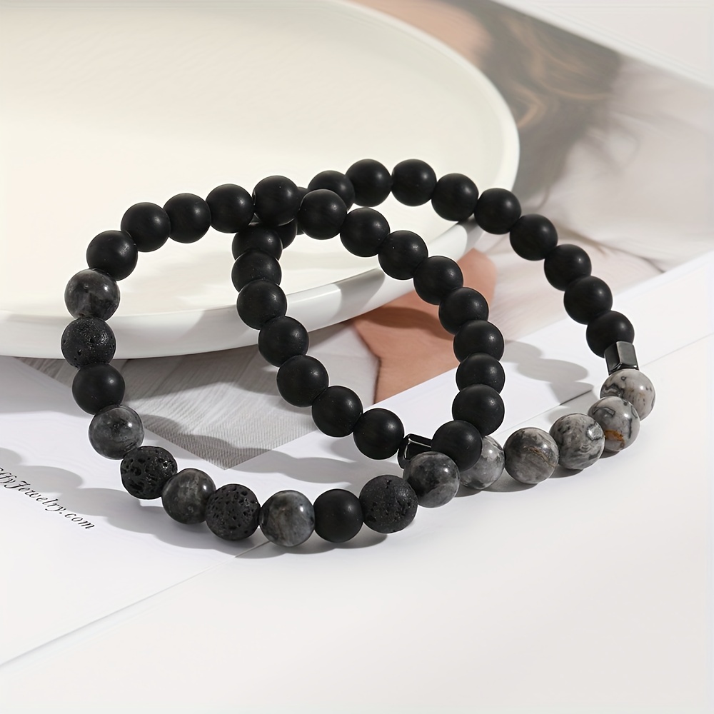 Natural Stone Matte Beaded Bracelet For Men Women Matte - Temu