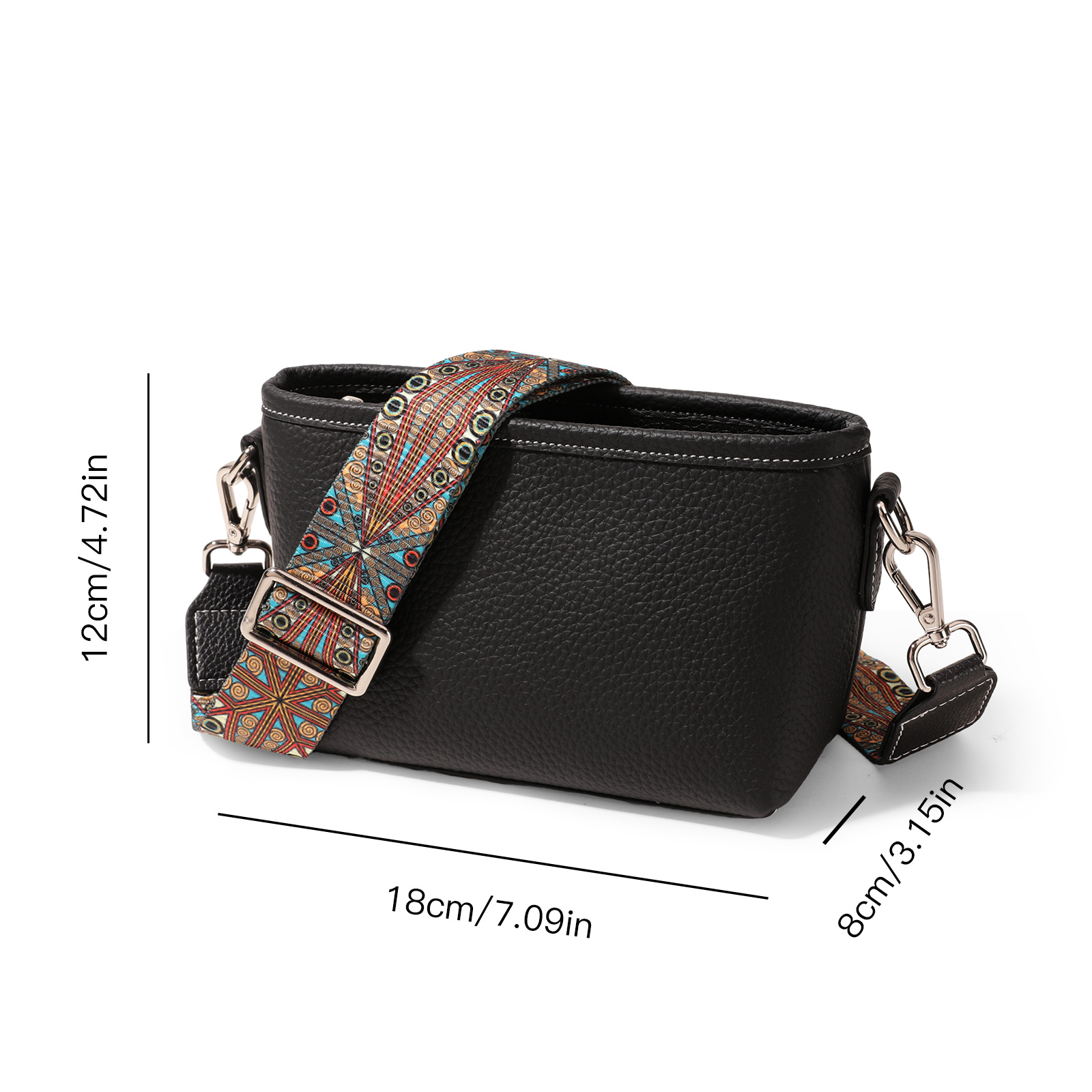 Retro Crossbody Bag For Women, Ethnic Wide Strap Shoulder Bag