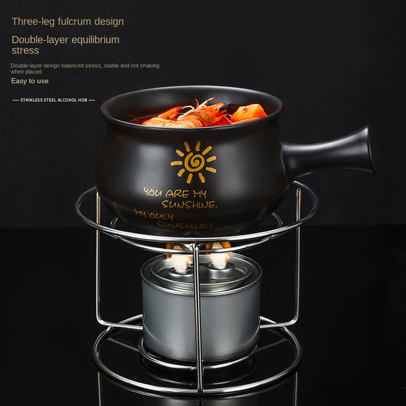 1 Set Stainless Steel Fondue Burner Fuel Holder Hot Pot Alcohol Furnace Wick