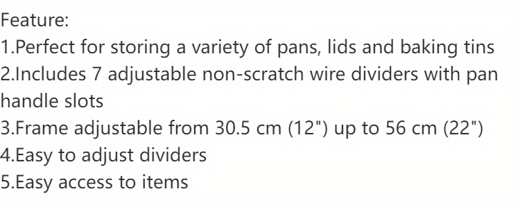регулируемых полок для крышек кастрюль и сковородок с 7 отделениями, расширяемый держатель для сковород и посуды, стенд для экономии места на кухне с возможностью выдвижения - подробности 4