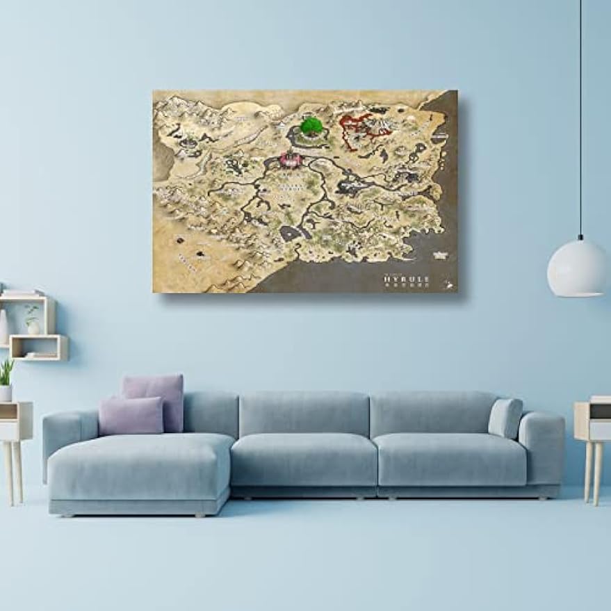 Breath Of The Wild Hyrule World Map Poster Art Print Canvas - Temu