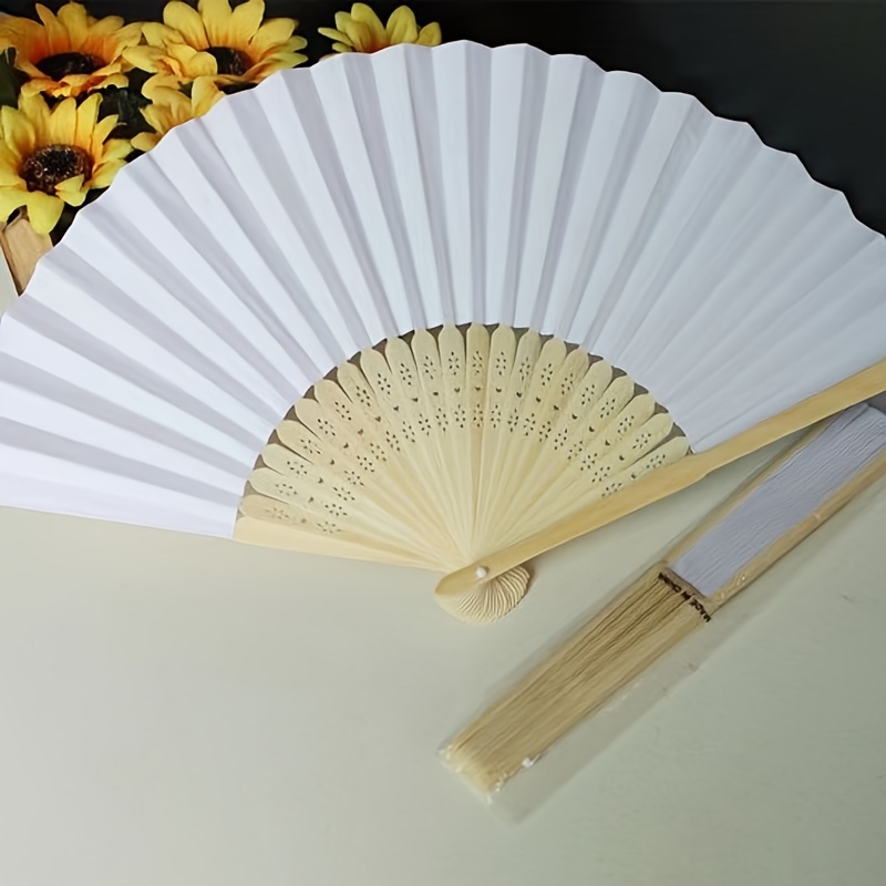 2 Pcs Gift Party fan fabric folding fans Folding Fan Blank DIY Handheld