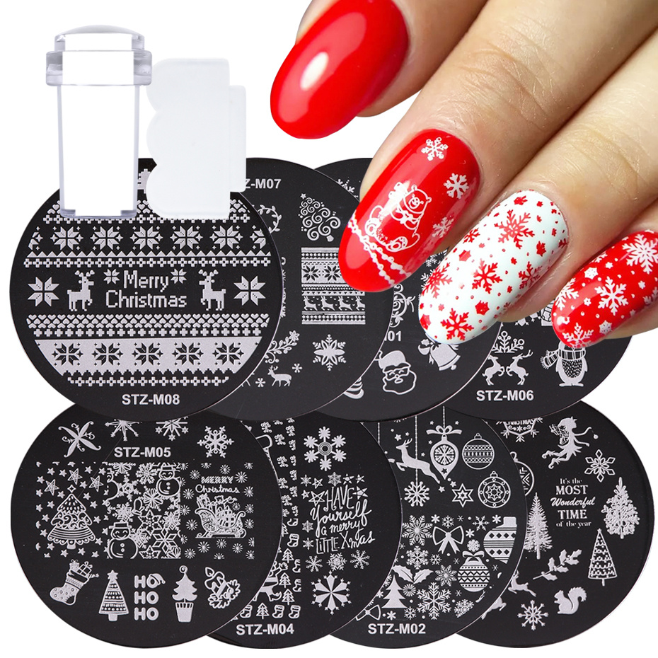 Christmas Nail Stamping Plates Xmas Snowflake Elk Santa Claus