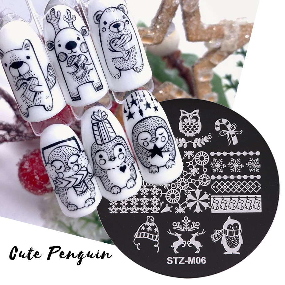 Christmas Nail Stamping Plates 2022 Cute Penguins Bear Winter Decor Deer  Snowflakes Nail Stencils Printing Templates Glxmas-2022 - Nail Templates -  AliExpress