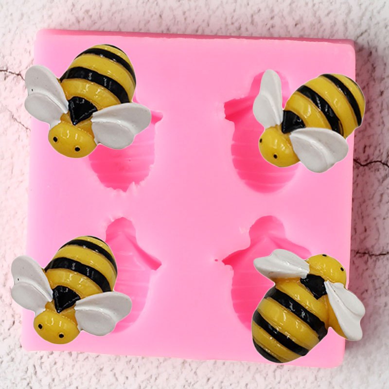 3D Bee Silicone Mold Honeycomb Cupcake Topper Fondant Molds DIY