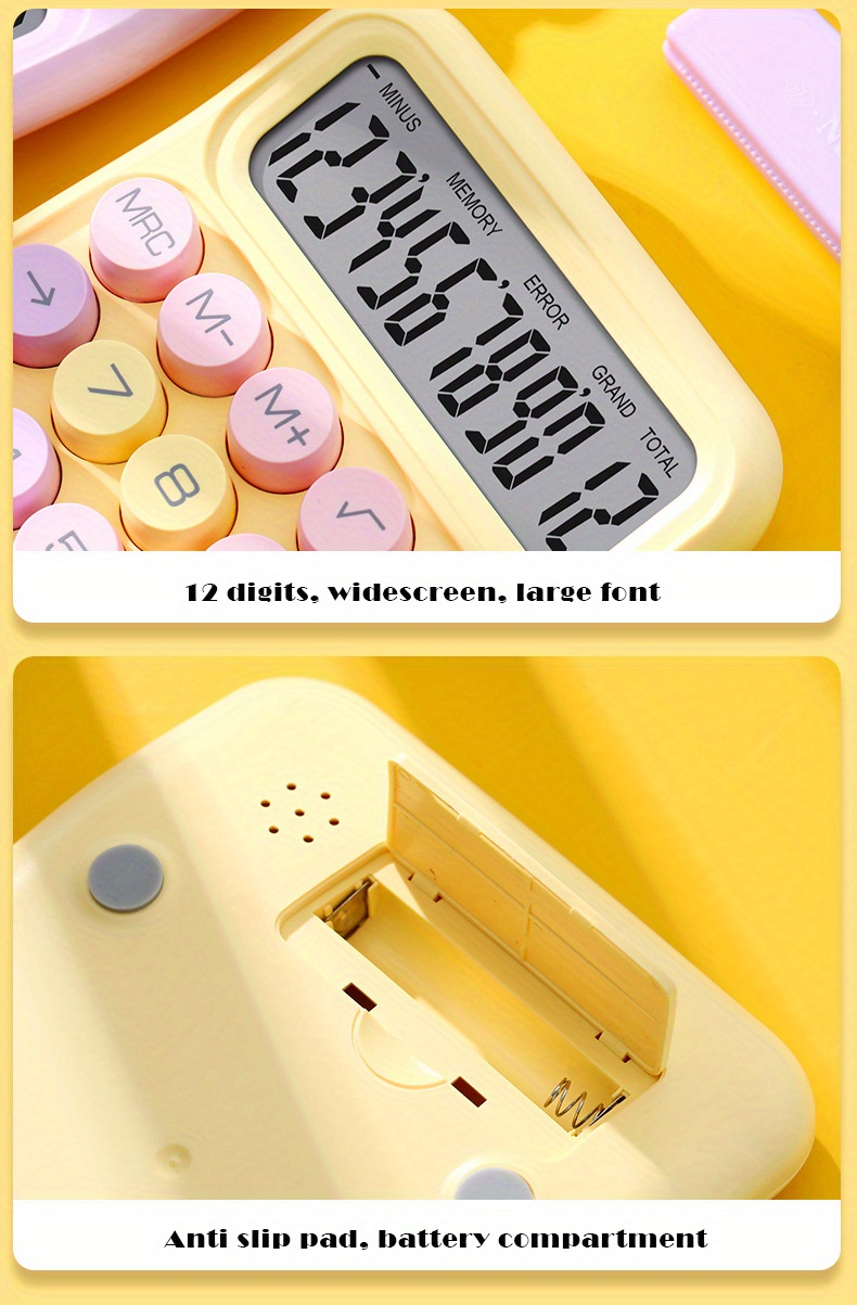 12 digit Lcd Display Calculator With Candy Color Aesthetic - Temu