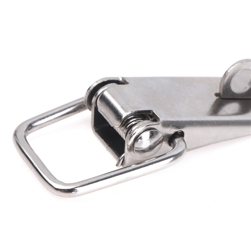 90 Degrees Duck-Mouth Buckle Hook Lock Stainless Steel Spring Loaded Draw  Toggle Latch Clamp Silver Hasp Latch Catch A