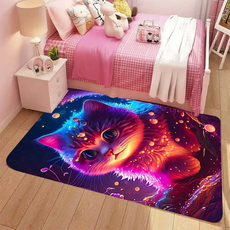 Cute Cat Head Pattern Irregular Floor Mat, Non-slip, Waterproof