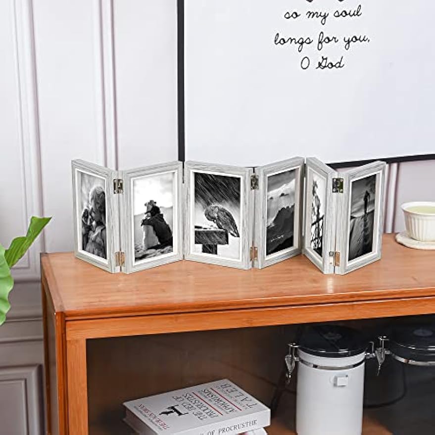 1Pc Tri-fold Photo Frame Wooden Picture Frame Desktop Decor for