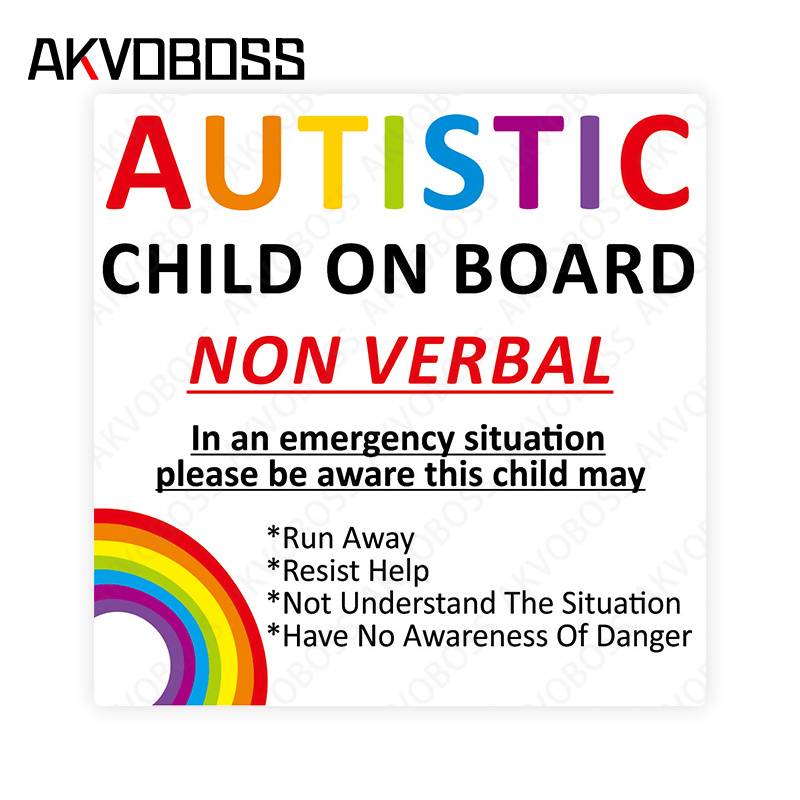 

5.1'' Autistic Child On Board Car Stickers Fashion Laptop Motorcycle Home Decal Occlusion Scratch Car Accessories Creative Waterproof Sunscreen Decor