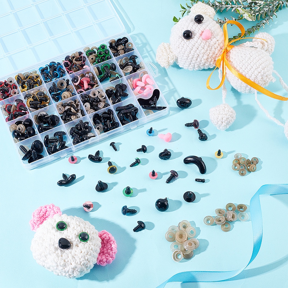 566Pcs Colorful Safety Eyes And Noses Set Plastic Safety Eyes And Noses  Washers Glue Stick For Animal Stuffed Toys