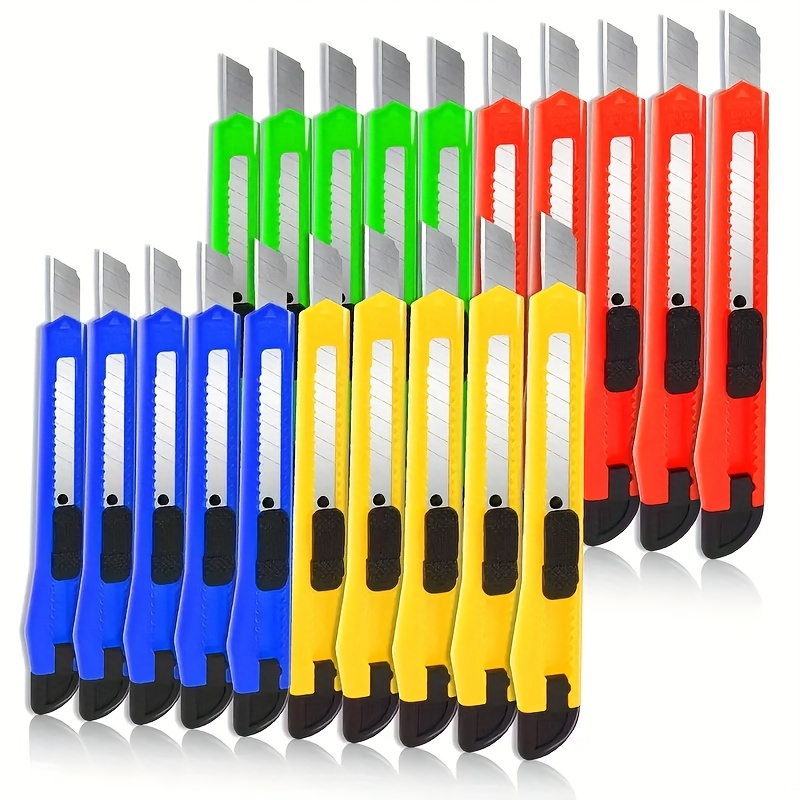TIFICAL Lot de 4 couteaux à boîte avec 10 lames supplémentaires incluses,  lames de coupe à changement rapide et design verrouillable, couteau  utilitaire pliable pour carton, cuir, boîtes : : Outils et  Bricolage