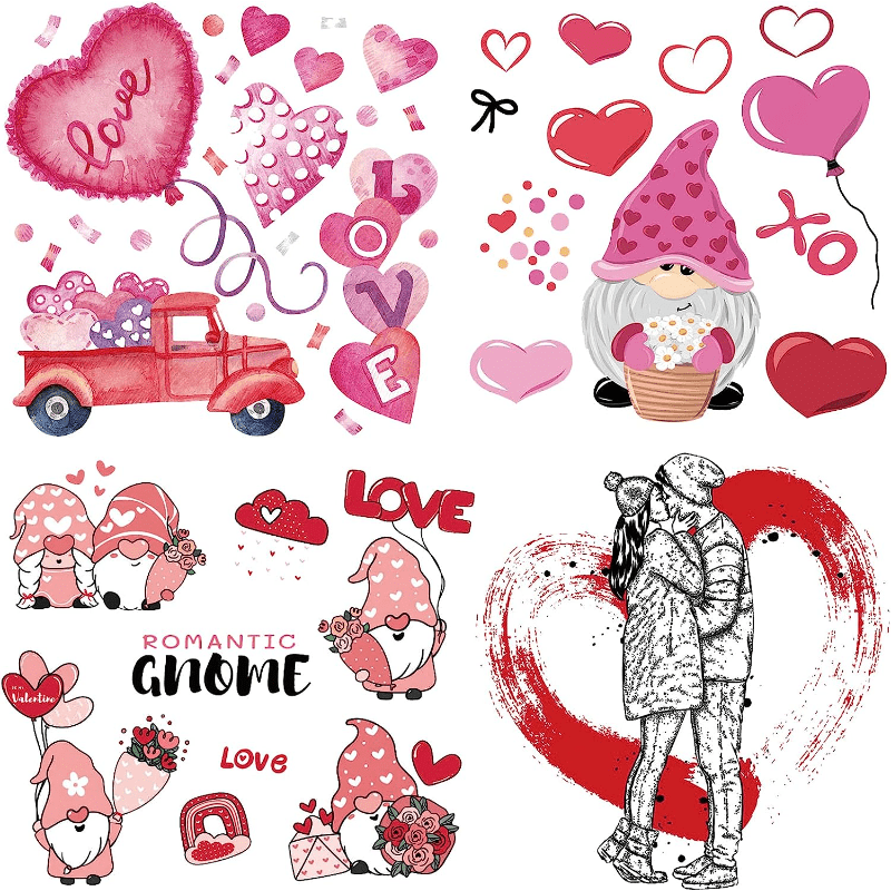 3 Pcs Valentines Iron on Transfers,Valentine's Day Iron on Patches Heart  Love Design Iron on Stickers Cute Heat Transfer Decals Patches for T-Shirts