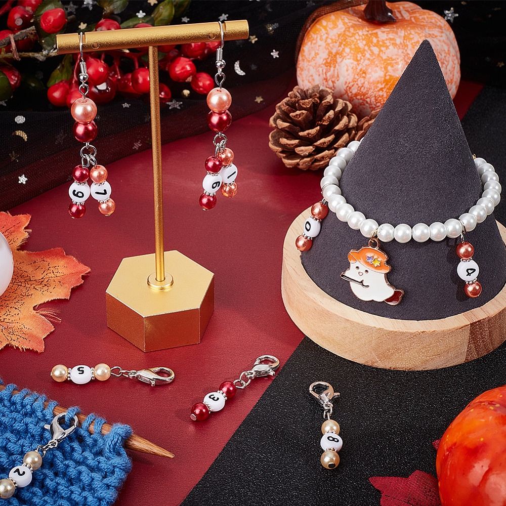 Autumn Theme Acrylic Beaded Locking Stitch Markers - Temu