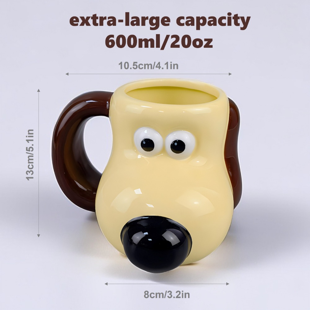 Cartoon Ceramic Mug with Lid Spoon Couple Breakfast Coffee Cup