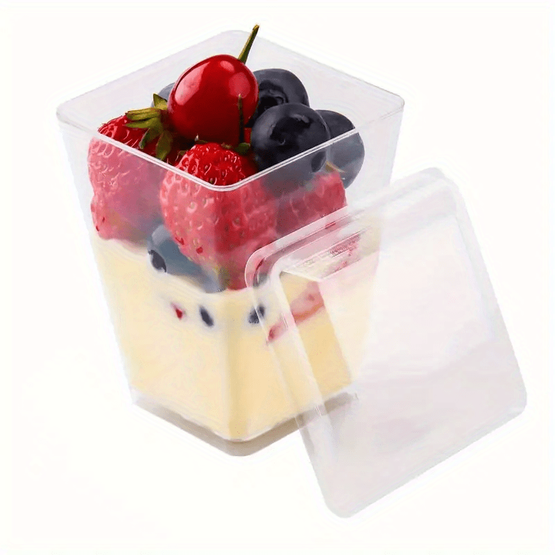 50Pcs Dessert Cups with Lids Jelly Ice Cream Pudding Clear Plastic
