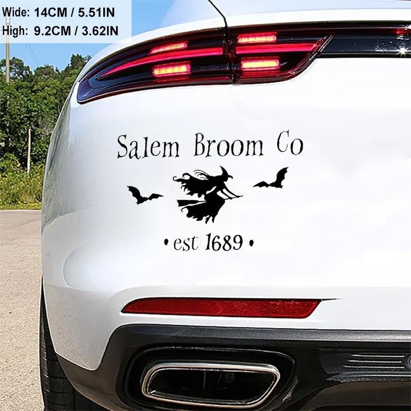 Salem Broom Co Est 1689 Witch Bat Broom Car Sticker - Temu