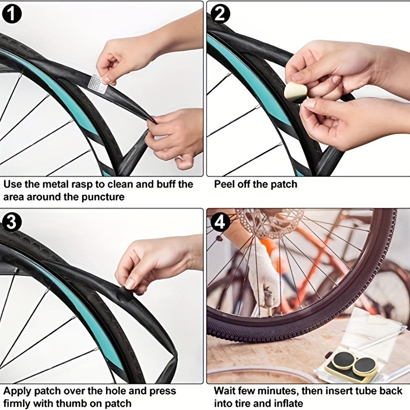 Parches autoadhesivos para reparación de neumáticos de bicicleta