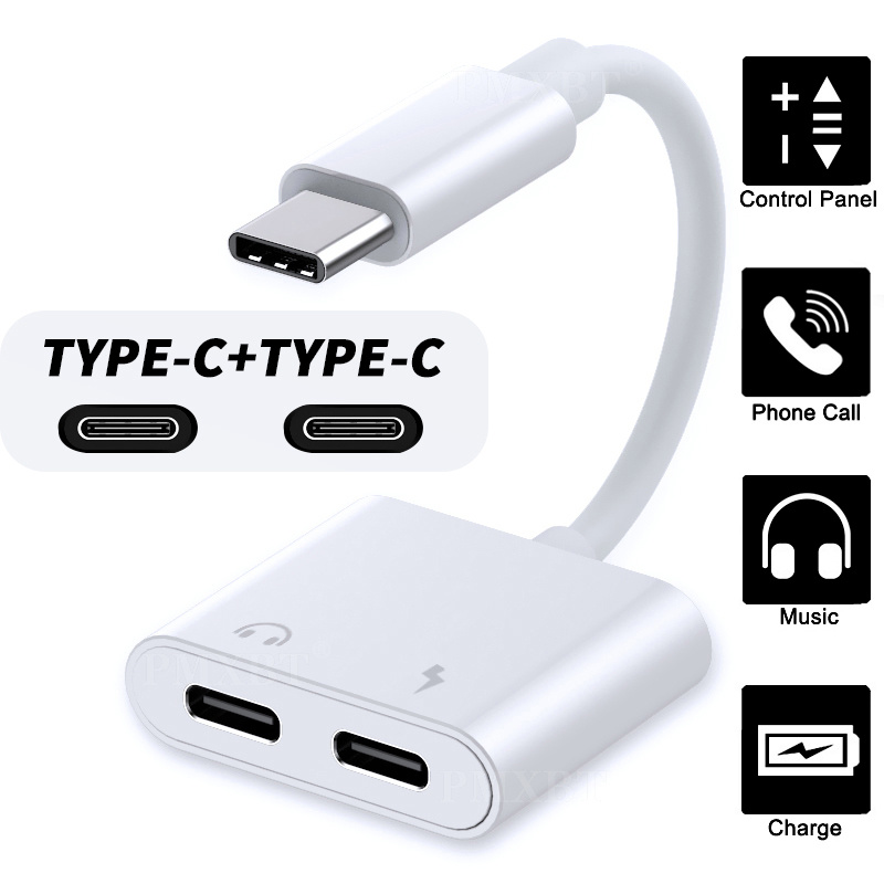 2 In 1 USB C To 3.5mm Headphone Jack Adapter Type C Charge Audio