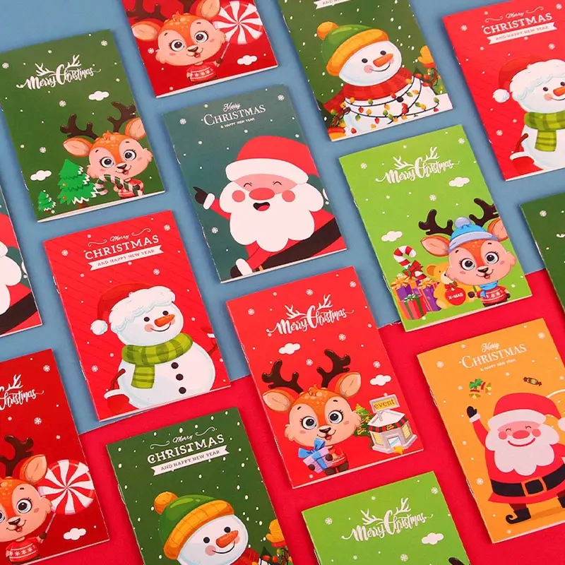 10 Cuadernos de dibujos animados de Navidad para piezas, libretas pequeñas  forradas, recuerdo de fiesta de Navidad para estudiante, niño, niña,  escritura, diario
