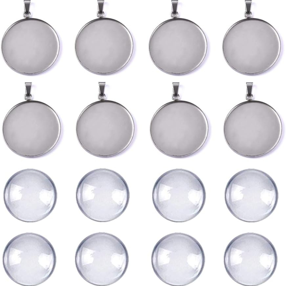 

40pcs Pendant Trays Set For Jewelry Making Include 20pcs Round Blank Pendant Base 20 Clear Glass Dome For Diy Jewelry Making (30 Mm)