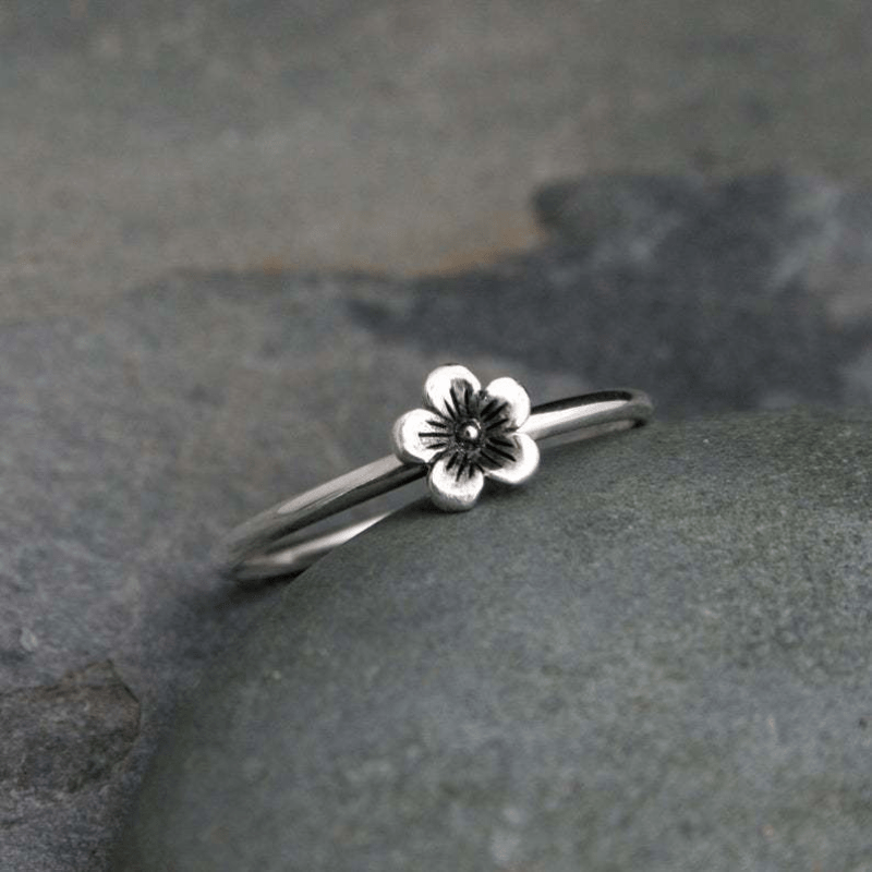 Antique Silvery Plum Flower Ring Simple Fashion Cool Women's - Temu  Australia