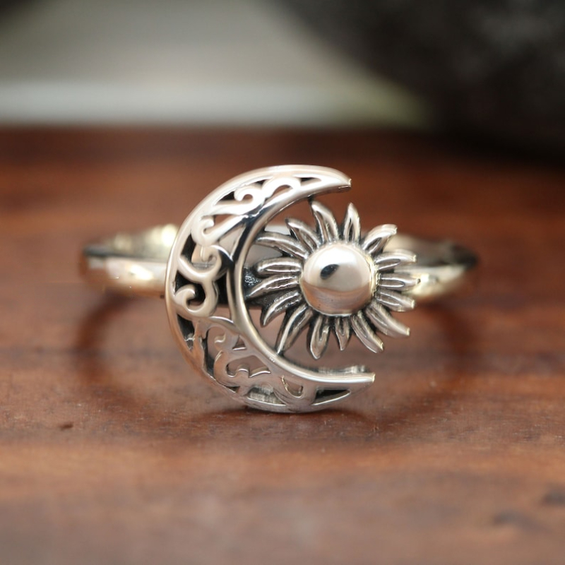 Vintage Bohemian Silvery Plated Women's Moon Sun Ring - Temu New Zealand