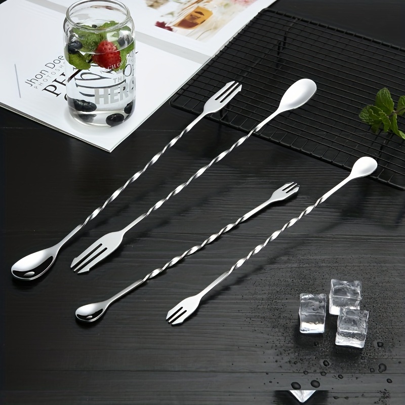 1pc Bar Spoon Cocktail Stirrer Stainless Steel Stirring Spoon With Twisted  Pattern For Coffee Tea Drinks