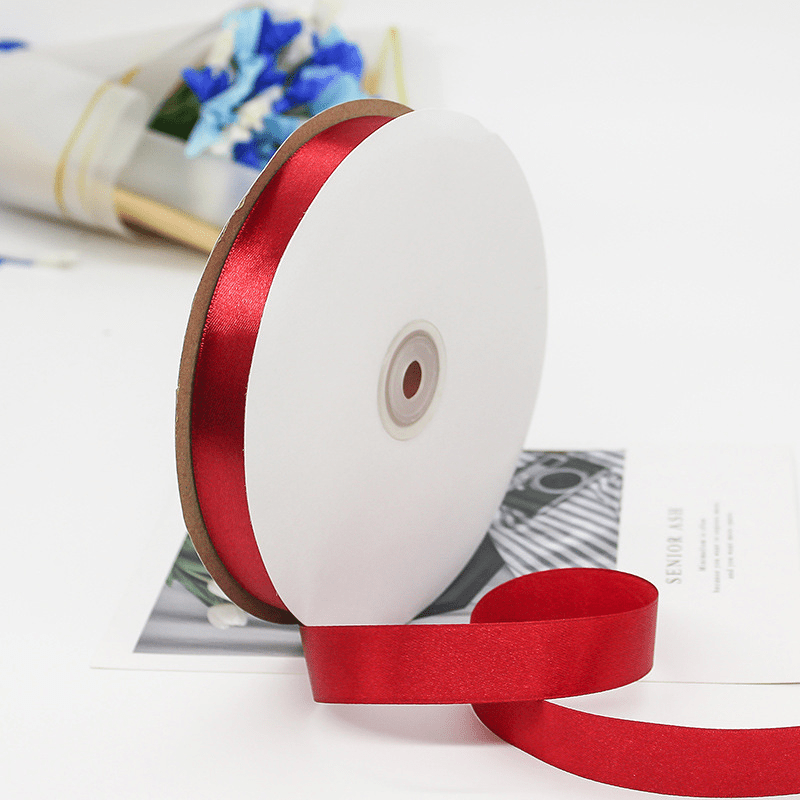 X 100yds Red Satin Ribbon Thin Solid Color Satin Ribbon For - Temu