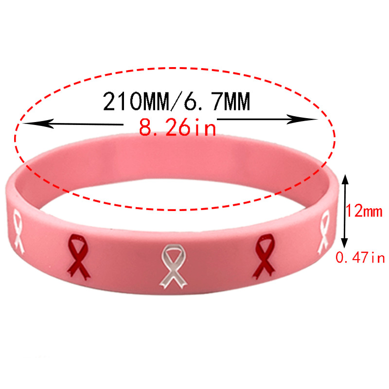 1pcs/3pcs Ribbon Thin Line Breast Cancer Awareness Rubber Bracelet Silicone Wristband Silicone Bracelet Wristband,Temu