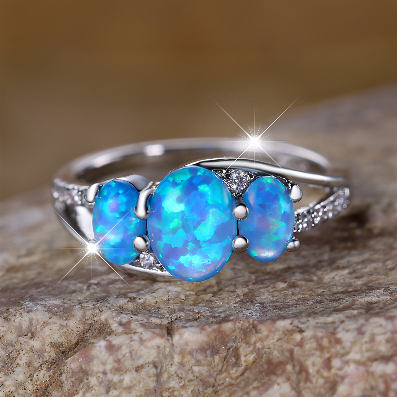 Bague opale bleue hot sale