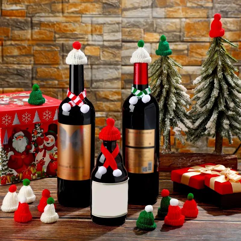 Santa Hat & Scarf Wine Bottle Decoration