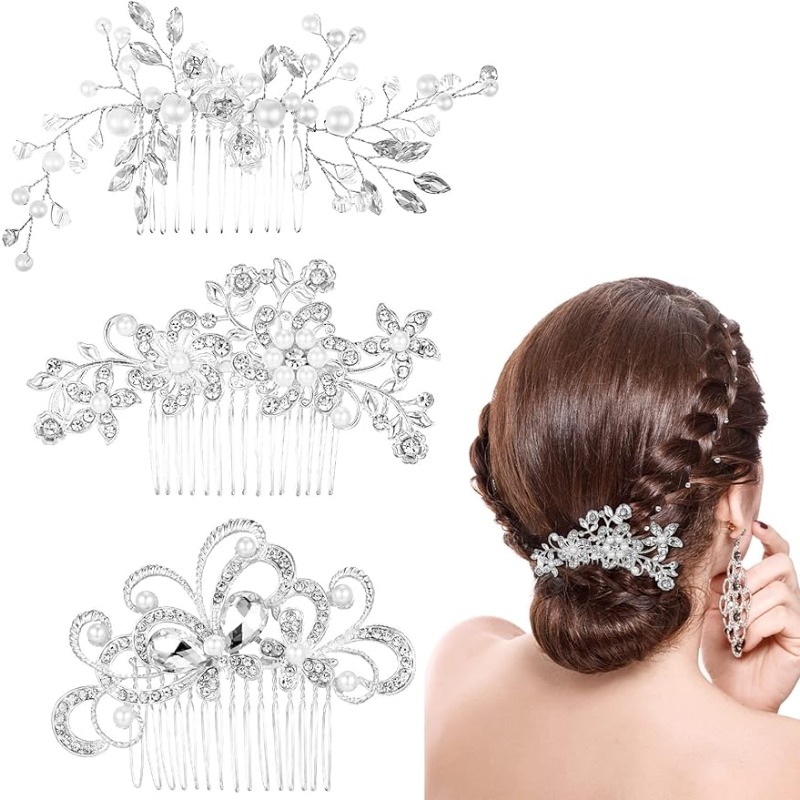 Pearl Rhinestone Hair Accessories Wedding Decorative Hair - Temu