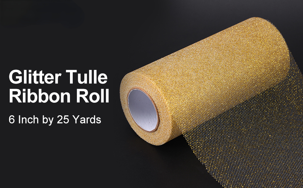 6 25 Yards Glitter Tulle Ribbon Rolls Netting Fabric Dark Blue