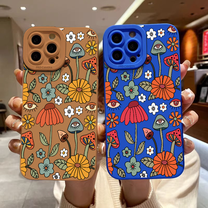 

2pcs Strange Flowers Luxury Shockproof Phone Case For Iphone 15 11 14 13 12 Pro Max Xr Xs 7 8 Plus, Car Shockproof Fall Bumper Back Soft Matte Lens Protection Cover Pattern Cases
