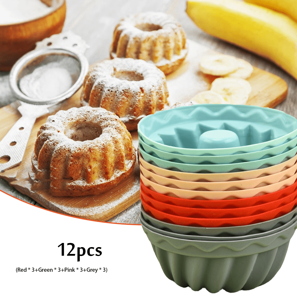 3PCS Mini Bundt Cake Pan, 6Cavity Heritage Bundtlette Cake Silicone Mold  for Baking,Non Stick Fancy Molds for Fluted Tube Cake (Bundt)