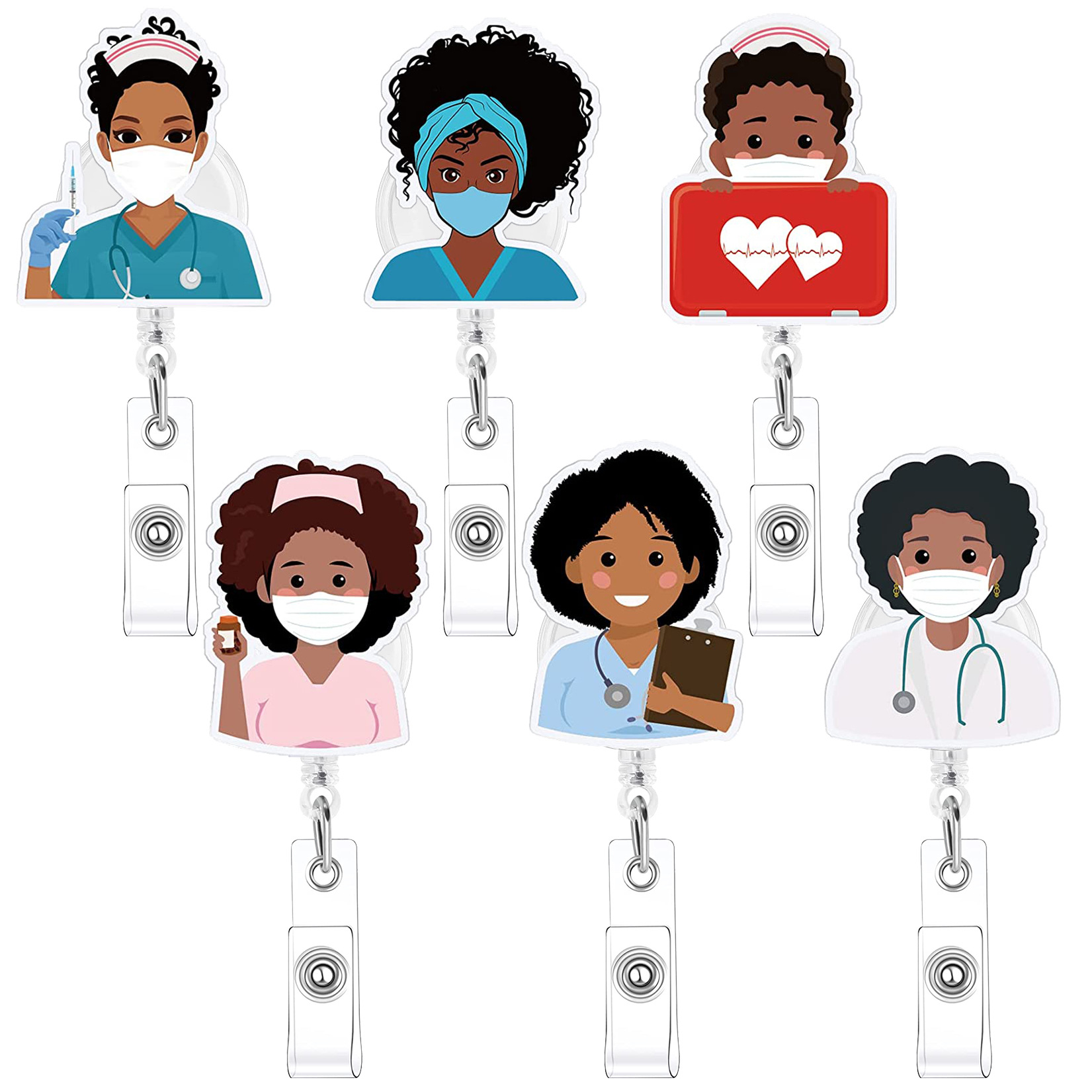 Retractable Nursing Name Badge Reel Holders Cute Acrylic Id - Temu