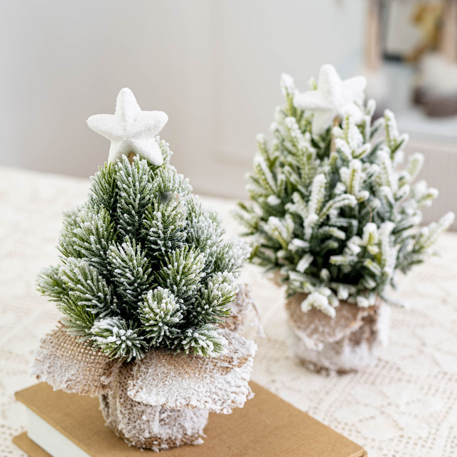 Artificial Mini Snow Flocked Christmas Tree Snowy Xmas Pine - Temu