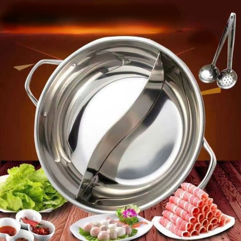 1pc Stainless Steel Twin Divided Double Pot Hotpot Gas Stove - Temu