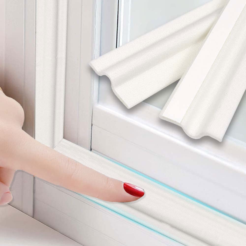 118 inch Window Weather Stripping Door Seal Strip for Bottom and Side of Door-White,Self Adhesive PU Foam Weather Strip for Window Trim and Door