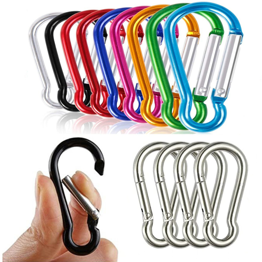 5 10pcs Mini Carabiner Keychain Aluminum Alloy D Ring Buckle Spring Snap  Hook Clip Outdoor Camping Hiking Supplies, Today's Best Daily Deals