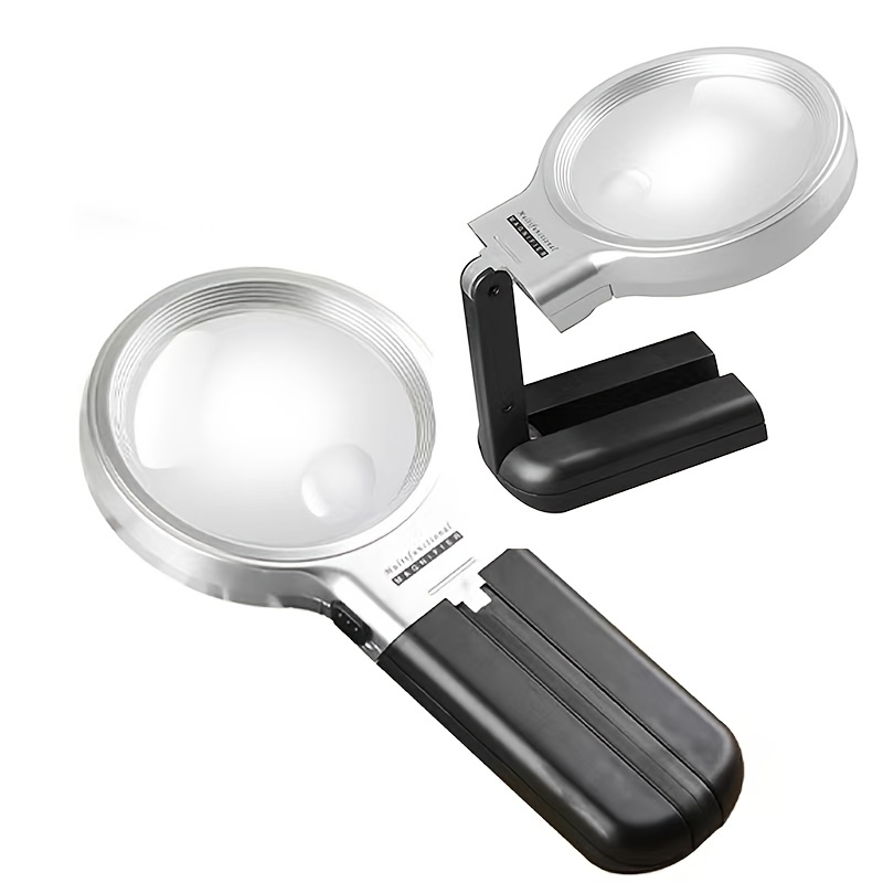 1pc Magnifying Glass With Light Double Glass Lens Handheld - Temu