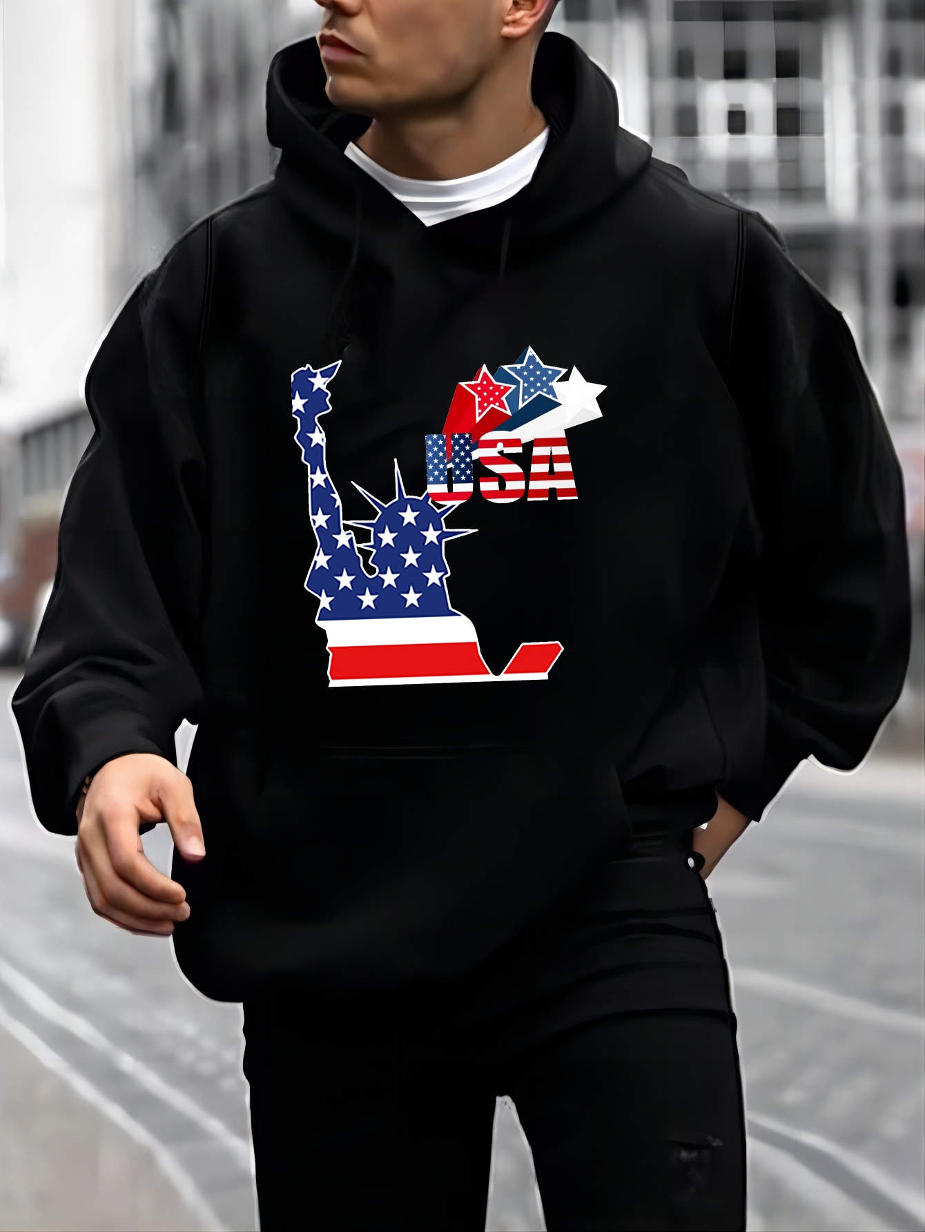 Men's Long Sleeve American Flag Print Hoodies Street Casual - Temu