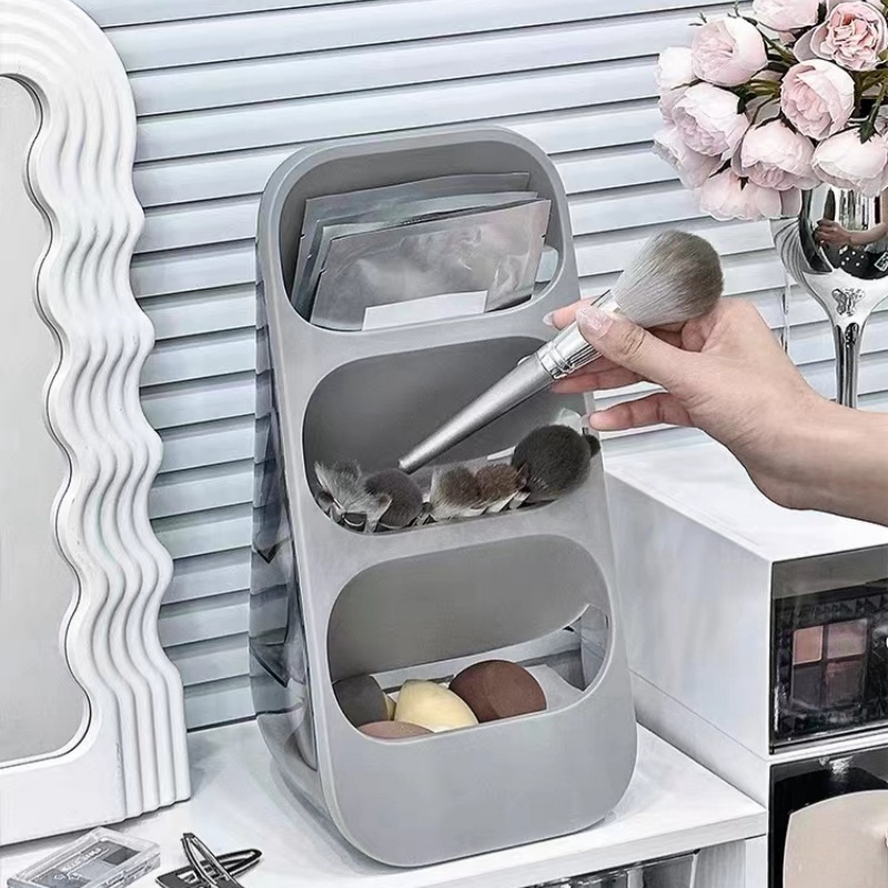 Soporte para brochas de maquillaje con tapa Caja de almacenamiento de  maquillaje Organizador de brochas de gran capacidad, organizador de  cosméticos