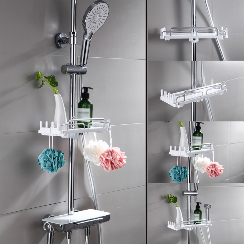 Hanging Shower Storage Holder, Telescopic Bathroom Shelf, Pole Shelves,  Shampoo Tray Stand, No Drilling Bathroom Storage Organizer, Bathroom  Accessories - Temu