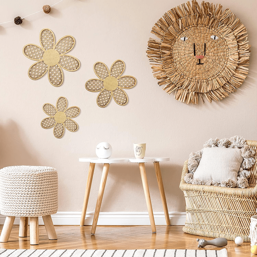 3pcs daisy wall decoration wooden wall art decor   room wall hanging decoration details 0