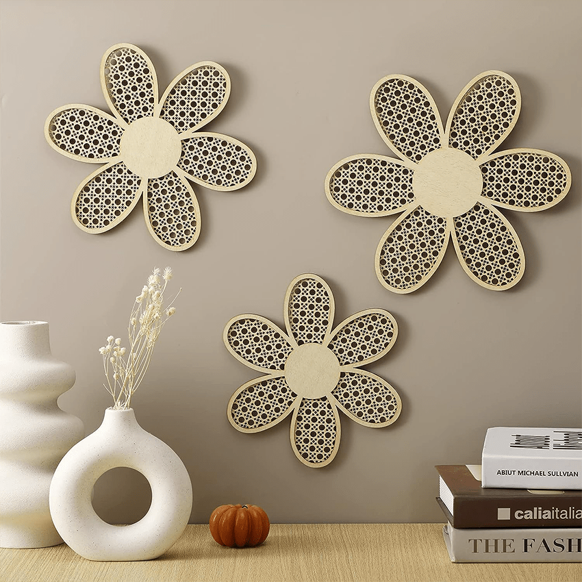 3pcs daisy wall decoration wooden wall art decor   room wall hanging decoration details 3